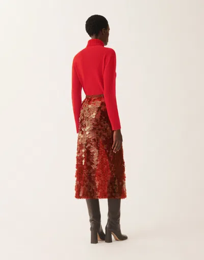 Fabiana Filippi Skirt In Printed Sequin Tulle In Brown