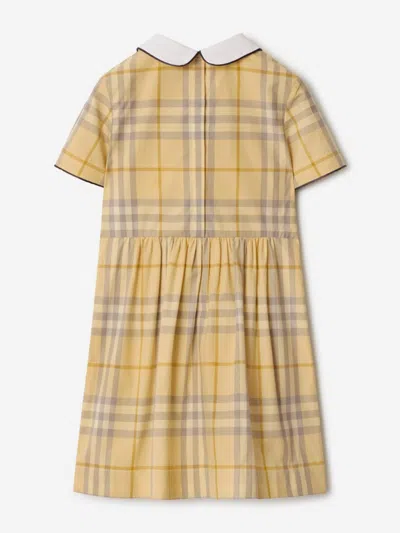 Burberry Check-print Cotton Dress In Yellow