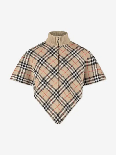 Burberry Girls Lette Check Cape In Brown