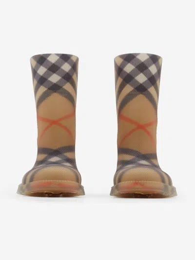 Burberry Beige Vintage Check Rain Boots In Multi
