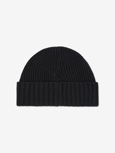 Stone Island Boys Wool Knitted Logo Beanie In Black