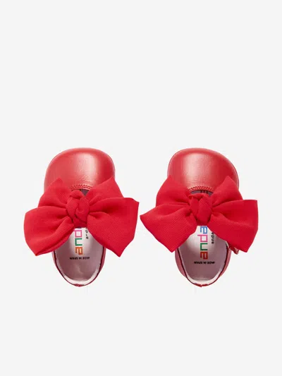 Andanines Baby Girls Leather Bow Shoes In Red