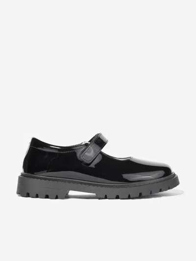 Andanines Girls Patent Leather Chunky Mary Jane Shoes In Black