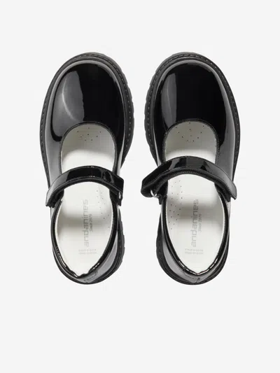 Andanines Girls Patent Leather Chunky Mary Jane Shoes In Black