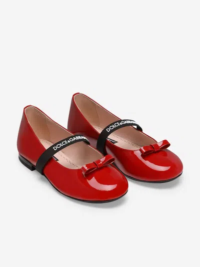 Dolce & Gabbana Girls Patent Leather Ballet Flats In Red