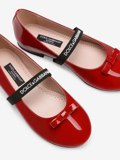 Dolce & Gabbana Girls Patent Leather Ballet Flats In Red
