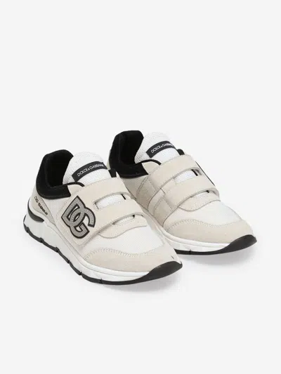 Dolce & Gabbana Dg Running Split Calfskin Sneakers In White