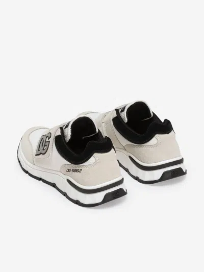 Dolce & Gabbana Dg Running Split Calfskin Sneakers In White