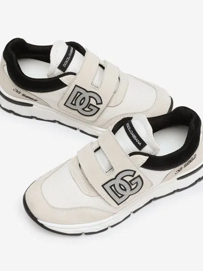 Dolce & Gabbana Dg Running Split Calfskin Sneakers In White