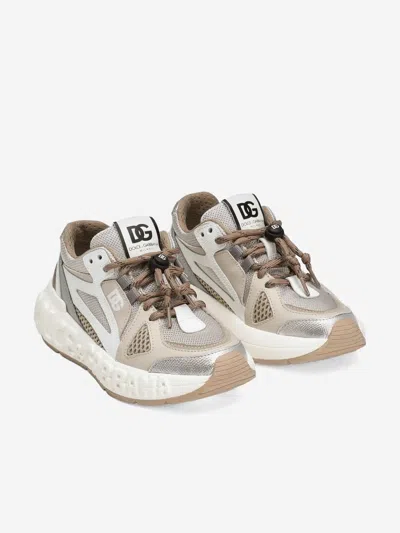 Dolce & Gabbana Mesh-panelled Lace-up Sneakers In Neutral