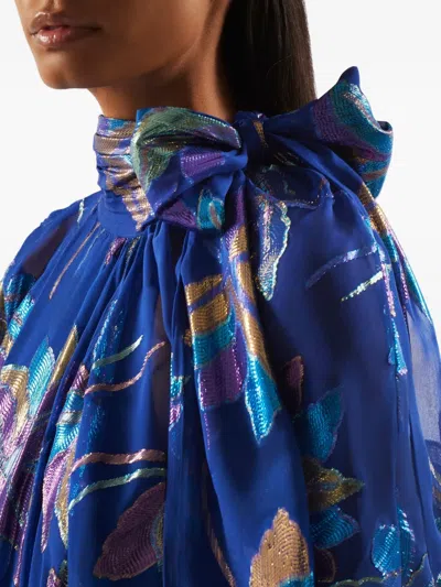 Taller Marmo Stevie Bow-floral Maxi Kaftan In Blue