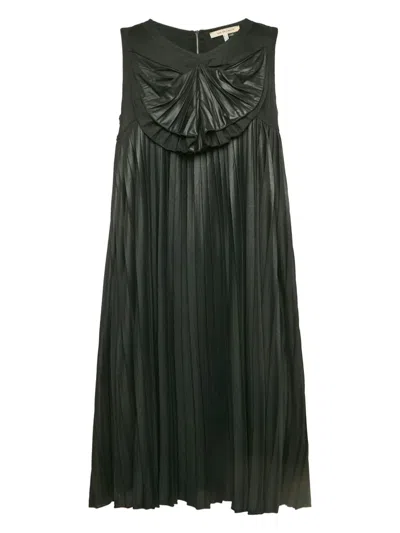 Pre-owned See By Chloé Vintage Bow-detail Pleated Dress In Black