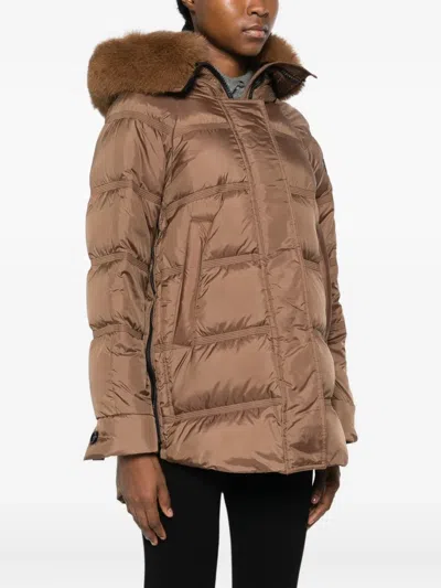 Peuterey Takan Midi Down Jacket In Brown
