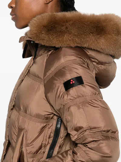 Peuterey Takan Midi Down Jacket In Brown