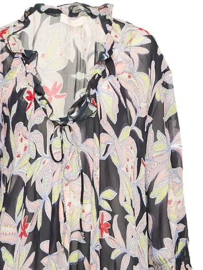 Pre-owned See By Chloé Vintage Floral Silk Ruffle Dress In Neutral