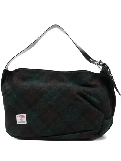 Vivienne Westwood Maxime Large Shoulder Bag Harris Tweed Check Dark-check In Green
