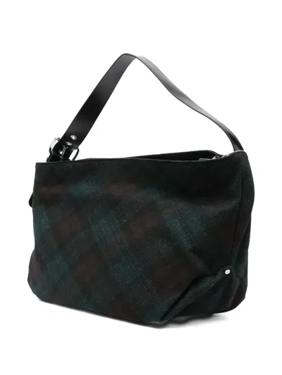 Vivienne Westwood Maxime Large Shoulder Bag Harris Tweed Check Dark-check In Green