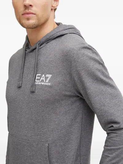Ea7 Logo-print Hoodie In Gray