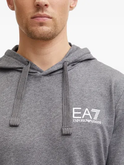 Ea7 Logo-print Hoodie In Gray