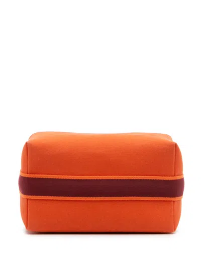 Pre-owned Hermes 2020-2025 Large Canvas Bride A Brac Case Vanity Bag In Red