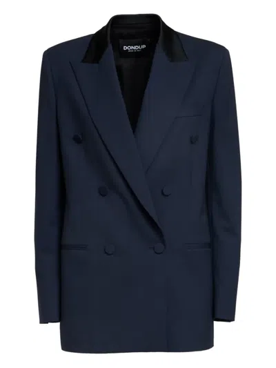 Dondup Double-breasted Blazer In Blue