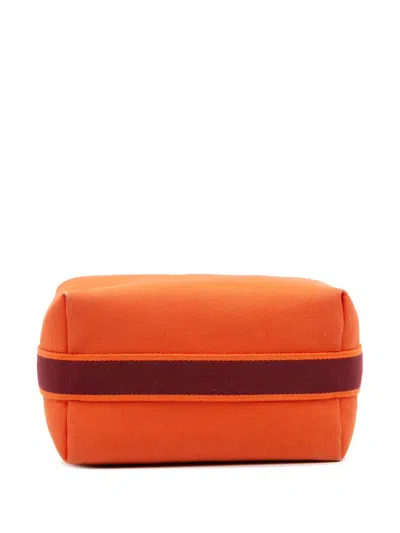 Pre-owned Hermes 2020-2025 Large Canvas Bride A Brac Case Vanity Bag In Red