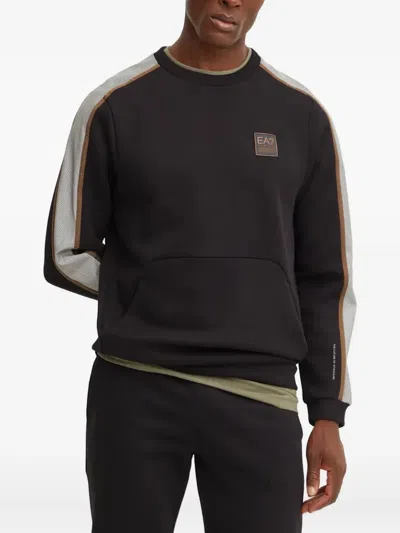 Ea7 Logo-print Panelled Sweatshirt In Black
