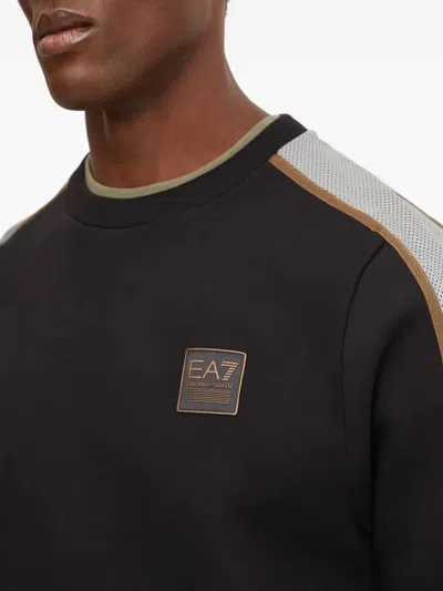 Ea7 Logo-print Panelled Sweatshirt In Black