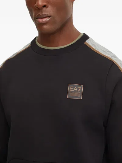 Ea7 Logo-print Panelled Sweatshirt In Black