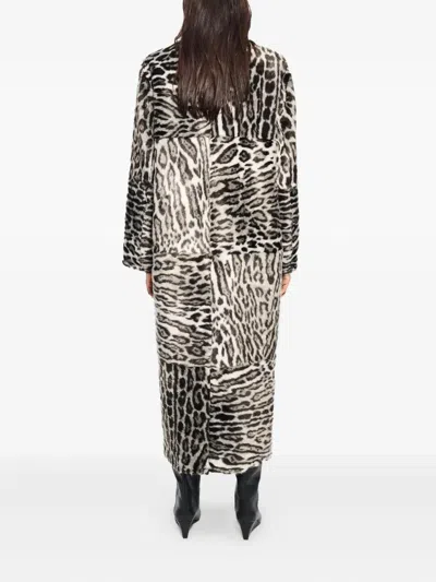 Stand Studio Patchwork Animal Coat In Black