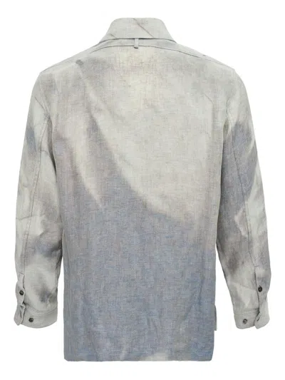 Jiyongkim Bleach-effect Linen Shirt In Gray