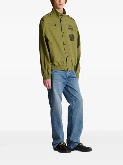 Balmain Khaki Cotton Aviator-style Bomber Jacket In Green