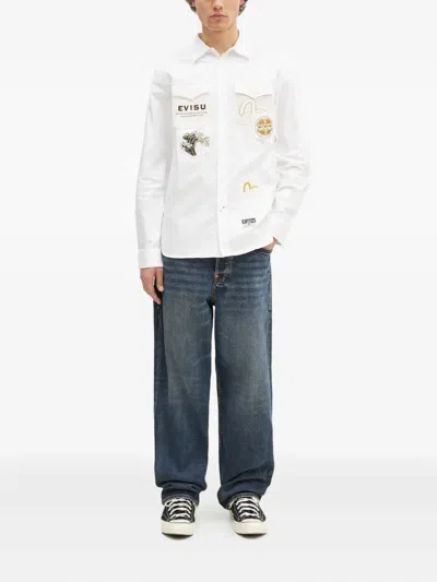 Evisu Pocket-embroidered Shirt In White