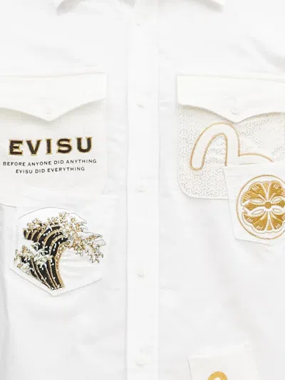 Evisu Pocket-embroidered Shirt In White
