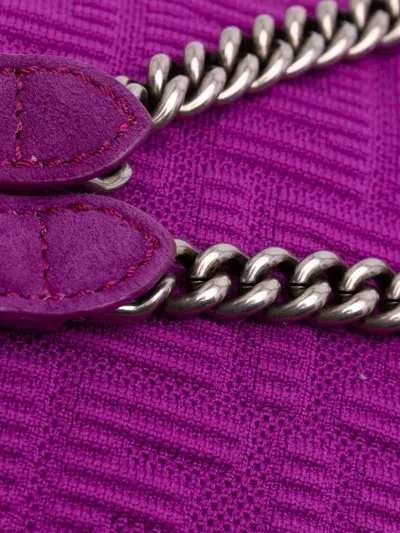 Pre-owned Fendi 2021-2025 Zucca Embossed Technical Fabric Chain Midi Baguette Shoulder Bag In Purple