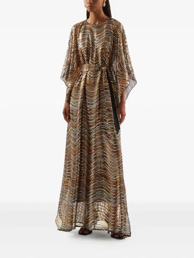 Taller Marmo Erte Wave-pattern Maxi Kaftan In Multi