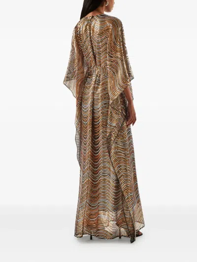 Taller Marmo Erte Wave-pattern Maxi Kaftan In Multi