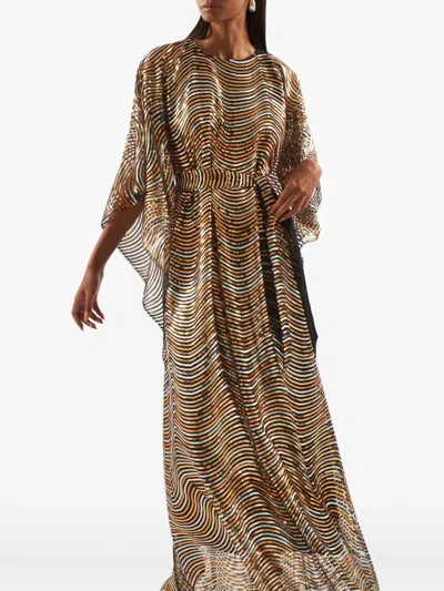 Taller Marmo Erte Wave-pattern Maxi Kaftan In Multi