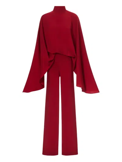 Taller Marmo Eolia Cape Jumpsuit In Red