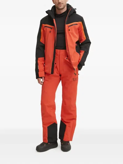 Ea7 Logo-print Ski Jacket In Orange