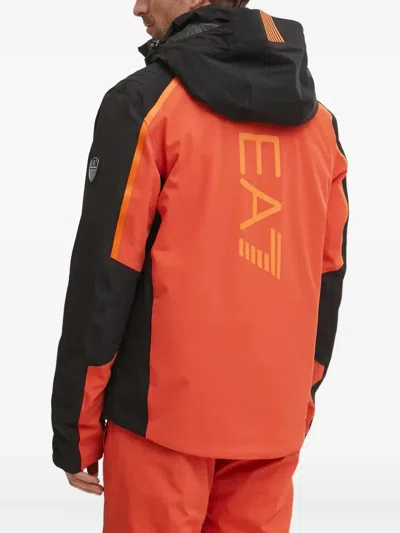Ea7 Logo-print Ski Jacket In Orange