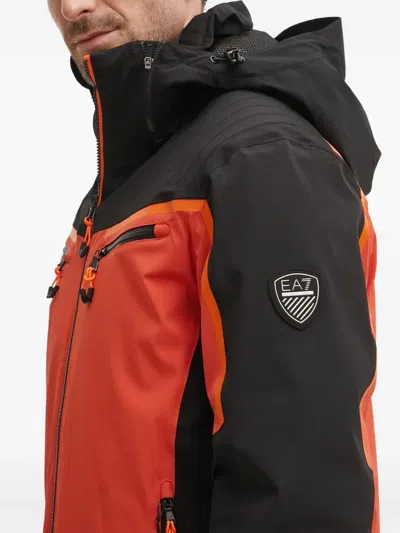 Ea7 Logo-print Ski Jacket In Orange