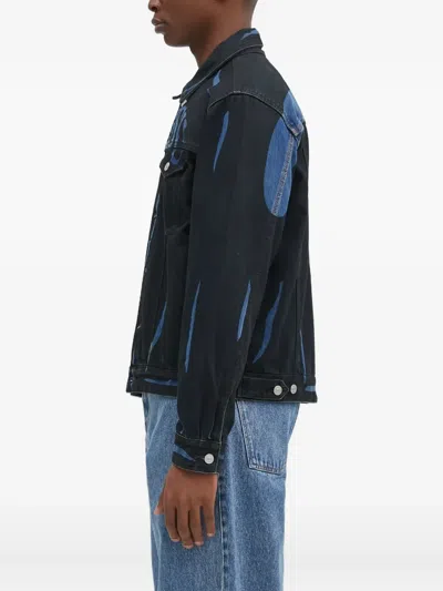 Evisu Buttoned Graphic Jacket In Black