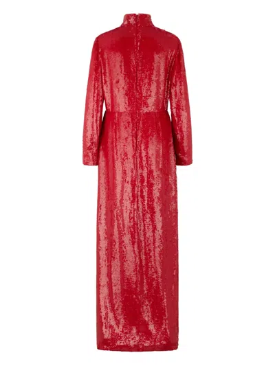 Valentino Elegant Long Red Dress With Long Sleeves In Red