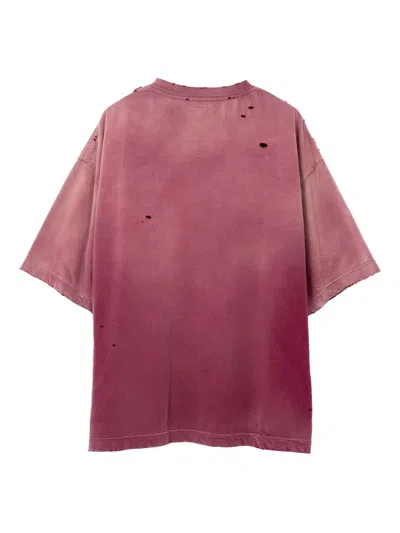 Miharayasuhiro Sun Faded-effect Chest-pocket Cotton T-shirt In Burgundy