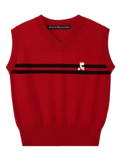 Rest&recreation Double-line Knit Vest In Red