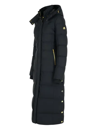 Moose Knuckles Jocada Long Black Polyamide Blend Down Jacket In Black