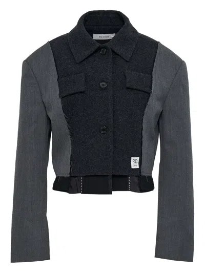 拼接设计短款夹克