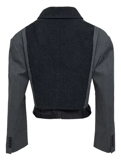 拼接设计短款夹克