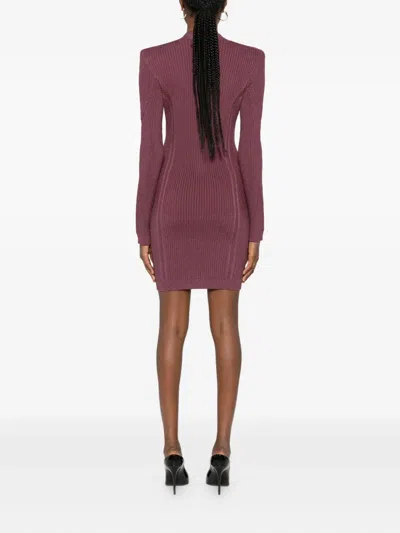 Balmain Dress With Decorative Buttons In Purple